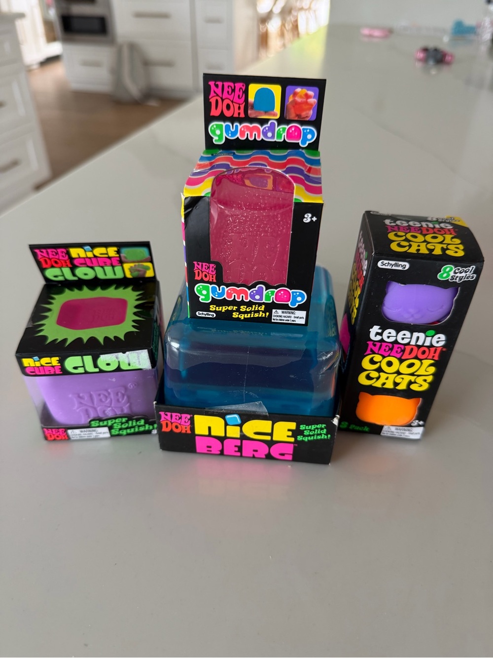 NeeDoh Gumdrop/Teenie Cool Cats/Jumbo Nice Berg/Needoh Nice cube Glow Bundle!